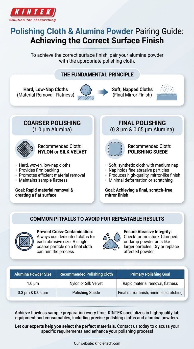 特定サイズのアルミナ粉末にはどの研磨布を使用すべきですか？完璧な仕上げのための布と粉末の組み合わせ ビジュアルガイド
