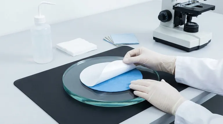 研磨布はガラスベースにどのように貼り付けるべきですか?完全に平坦な研磨面を実現する