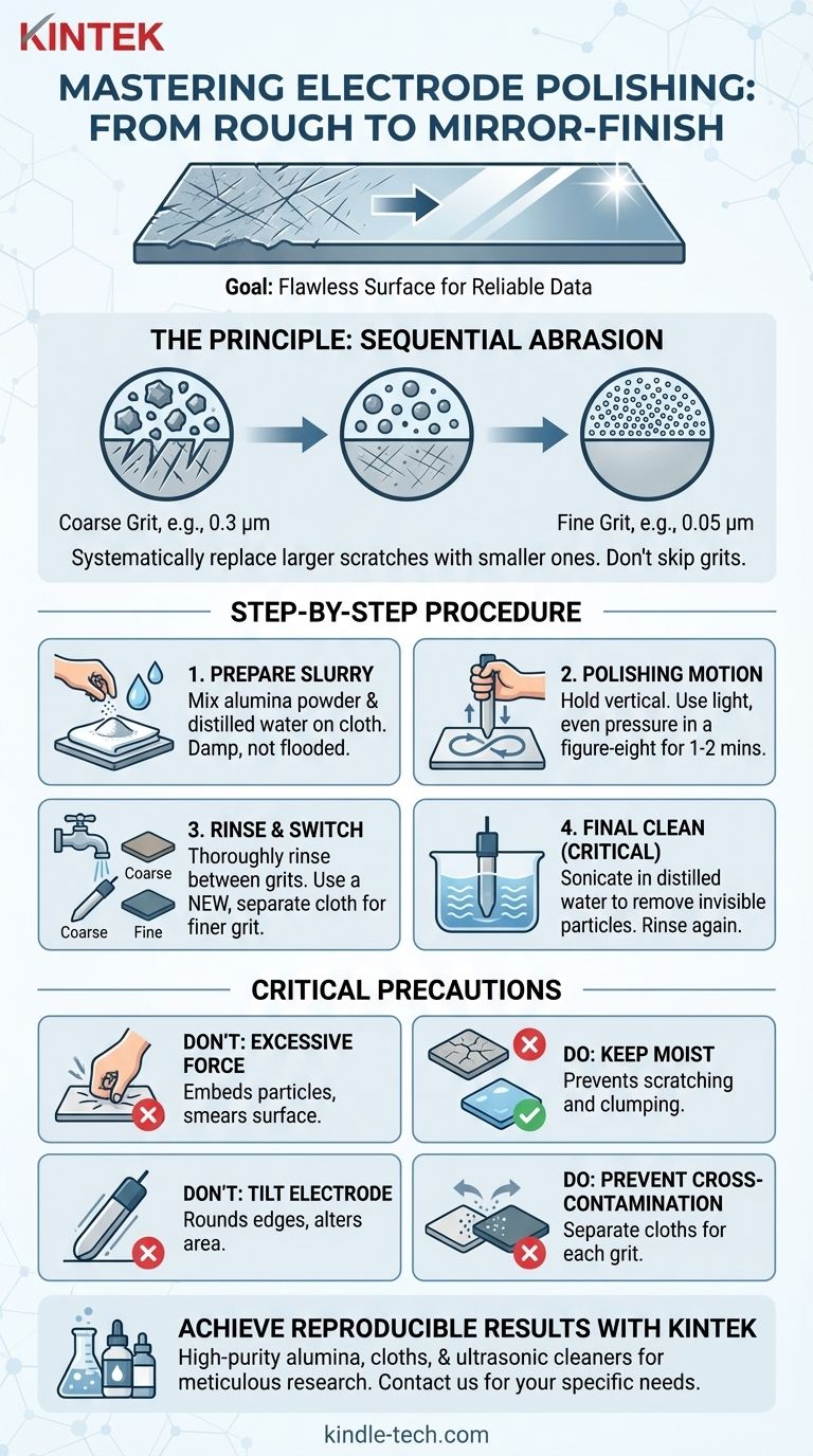 연마 과정의 일반적인 절차와 취해야 할 주의 사항은 무엇입니까? 흠 없는 전극 표면 완성하기 시각적 가이드