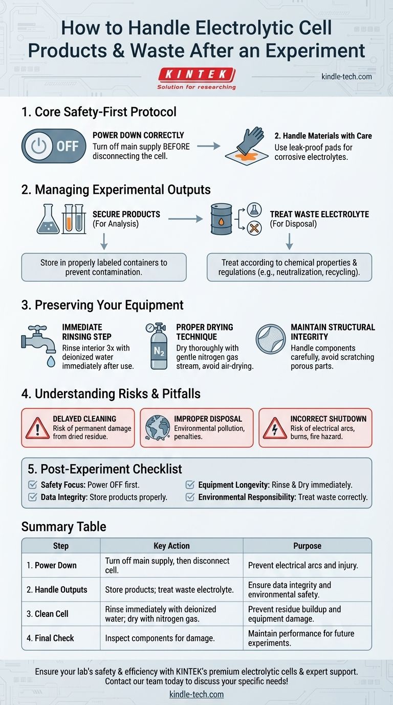 実験後の電解槽からの生成物と廃棄物はどのように処理すべきですか？安全とメンテナンスガイド ビジュアルガイド