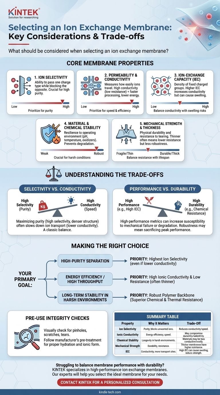 What should be considered when selecting an ion exchange membrane? Key Factors for Optimal Performance Visual Guide