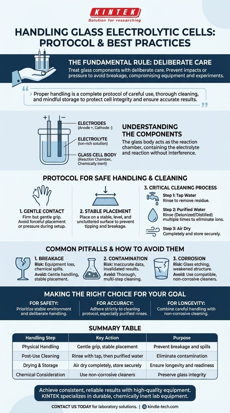 Wie geht man mit den Glaskomponenten der Elektrolysezelle richtig um? Gewährleistung sicherer und genauer Experimente Visuelle Anleitung