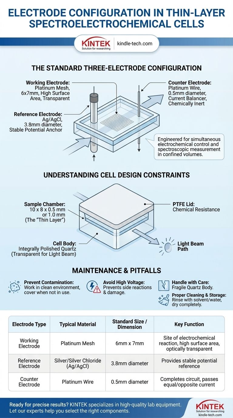 박막 분광전기화학 셀에는 일반적으로 어떤 유형과 크기의 전극이 구성됩니까? 정확한 분석을 위한 표준 설정 시각적 가이드