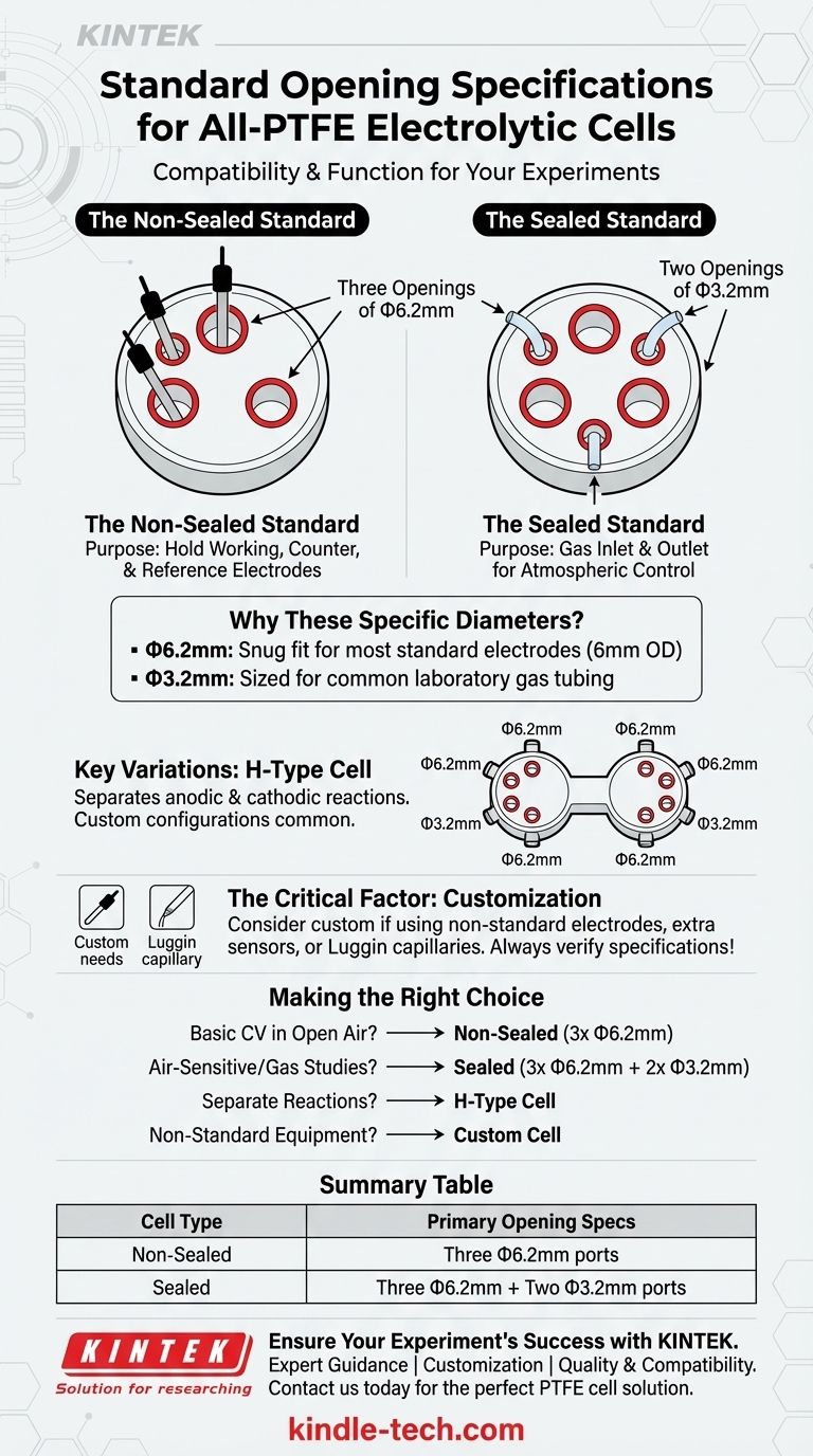 모든 PTFE 전해 전지의 표준 개구부 사양은 무엇입니까? 밀봉형 및 비밀봉형 포트 가이드 시각적 가이드