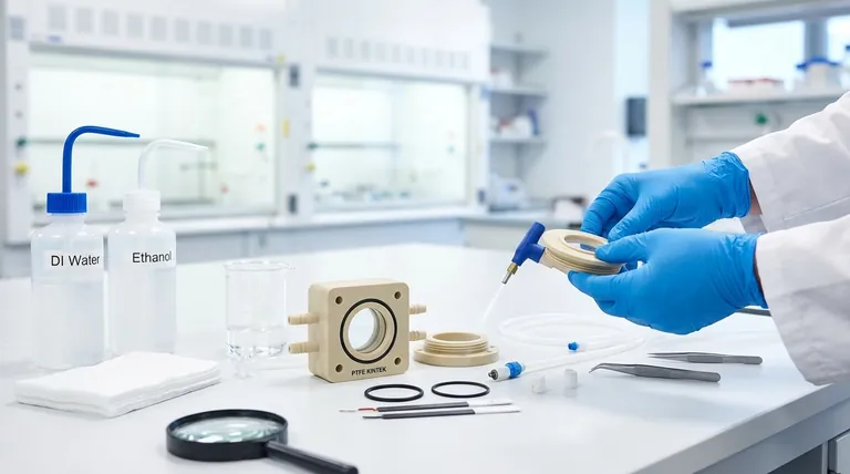 ما هي الخطوات اللازمة لإعداد خلية تحليل كهربائي مصنوعة بالكامل من PTFE قبل الاستخدام؟ إتقان بروتوكول الركائز الثلاث للنتائج الموثوقة