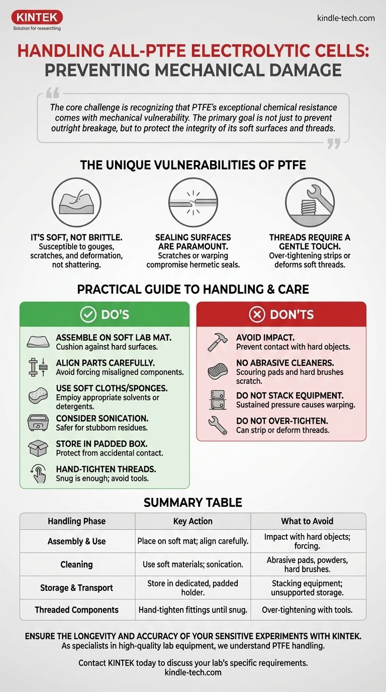 Comment manipuler une cellule électrolytique entièrement en PTFE afin de prévenir les dommages mécaniques ? Protégez votre investissement et l'intégrité de vos données Guide Visuel