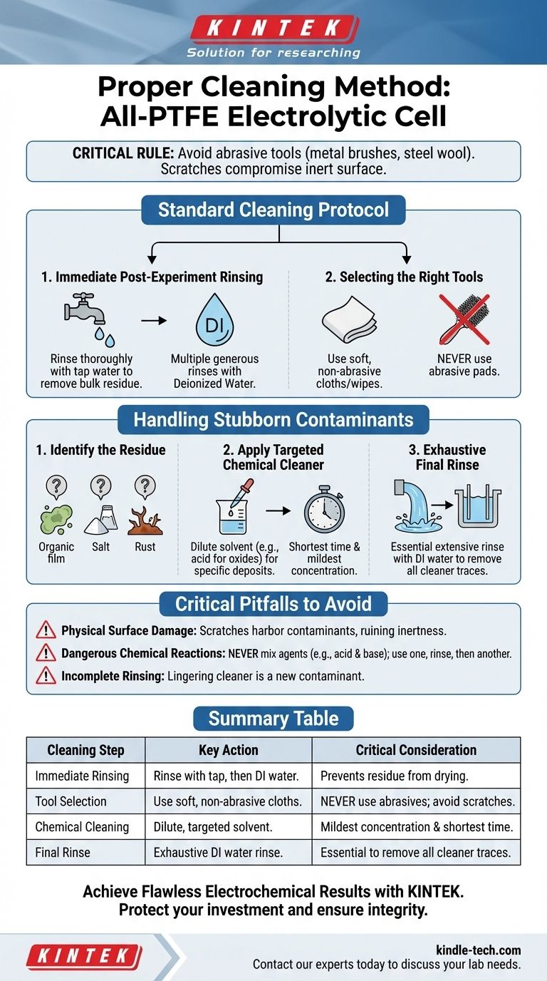 Каков правильный метод очистки поверхности полностью ПТФЭ электролитической ячейки? Обеспечьте точные результаты с безупречной поверхностью Визуальное руководство