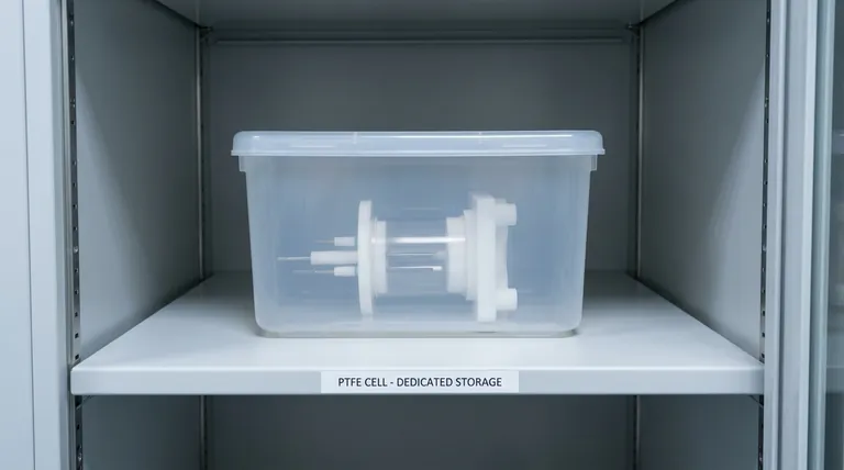 ¿Cuáles son las condiciones de almacenamiento ideales para una celda electrolítica de PTFE puro? Proteja el activo crítico de su laboratorio