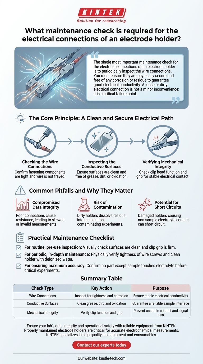 전극 홀더의 전기 연결부에 필요한 유지보수 점검은 무엇입니까? 신뢰할 수 있는 데이터 및 실험실 안전 보장 시각적 가이드