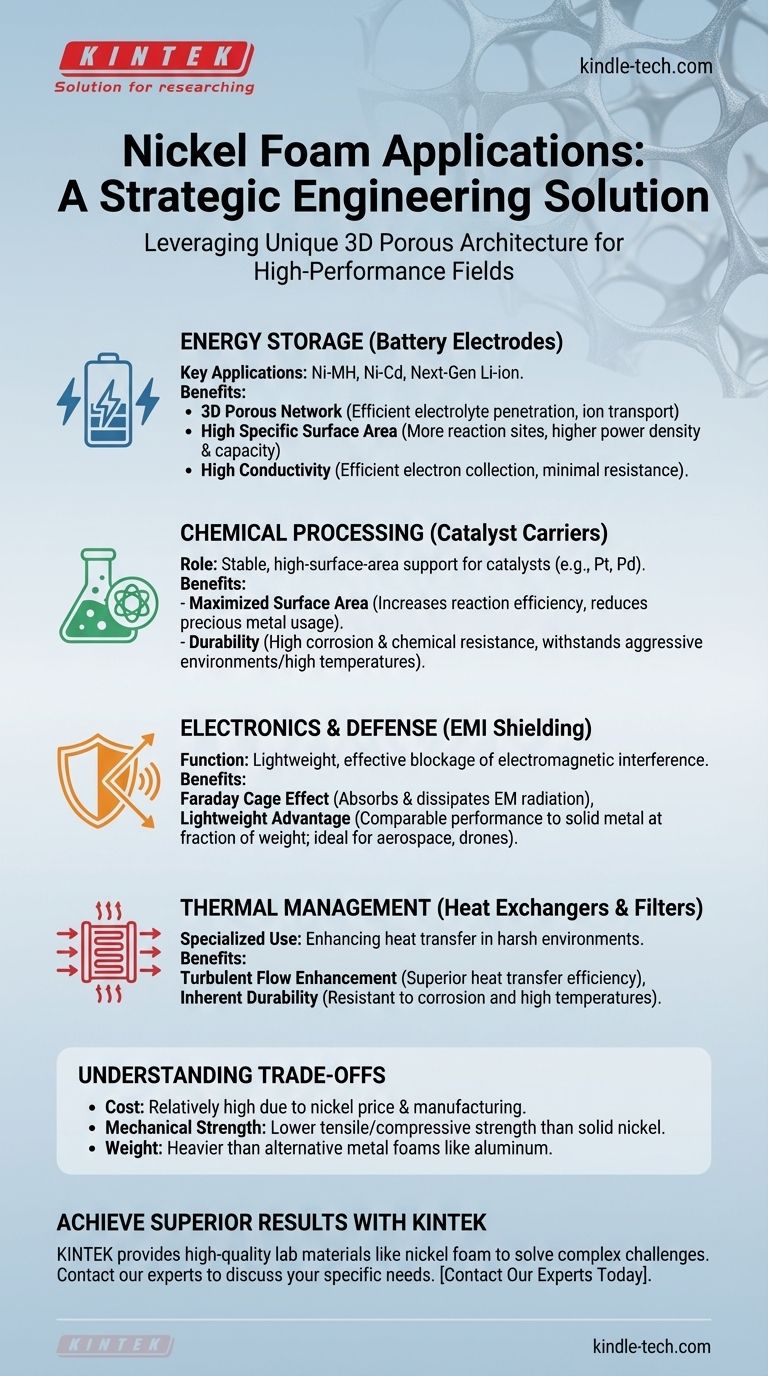 Em que campos a espuma de níquel é amplamente utilizada? Um Material Chave para Engenharia Avançada Guia Visual