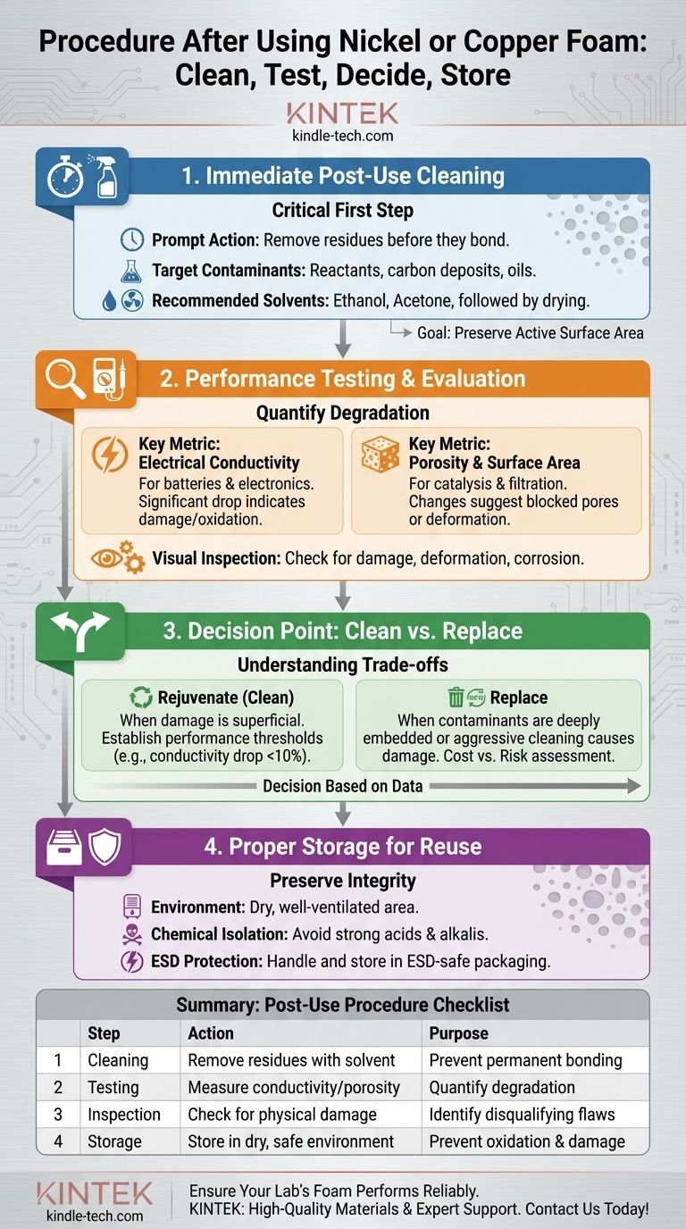 니켈 또는 구리 폼 사용 후 따라야 할 절차는 무엇인가요? 안정적인 재사용 및 성능을 위한 가이드 시각적 가이드