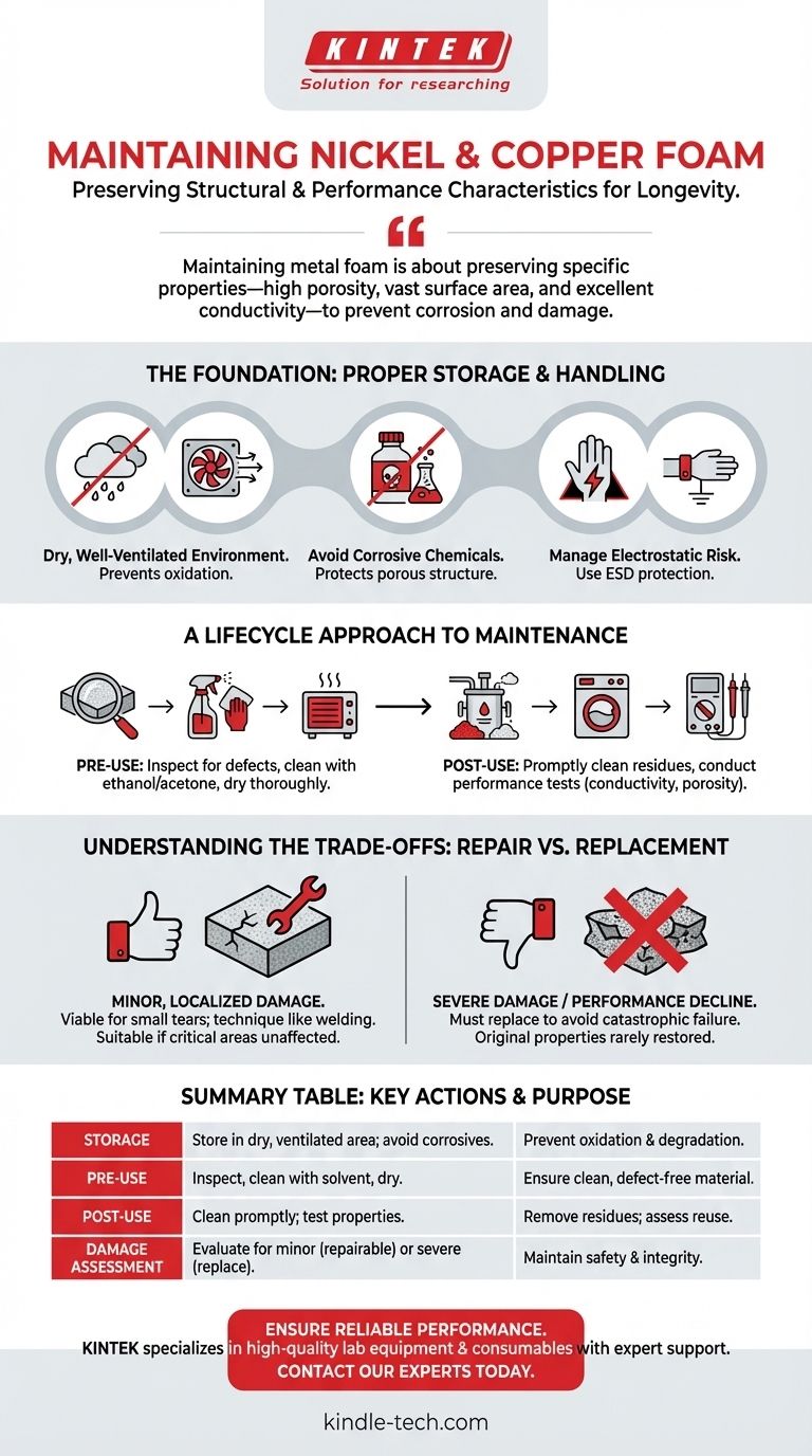 니켈 및 구리 폼은 어떻게 유지 관리해야 합니까? 성능 및 수명 보존 시각적 가이드