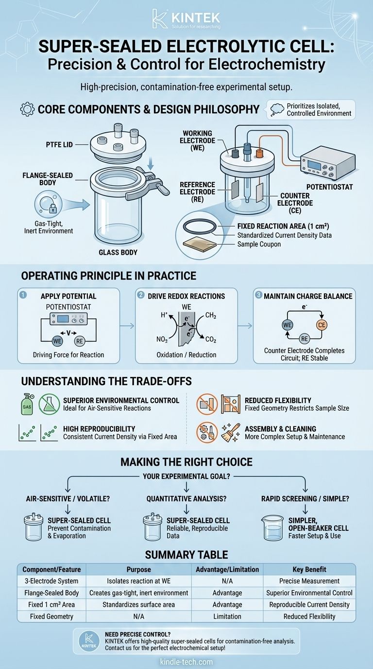 Qual é a configuração experimental típica para uma célula eletrolítica supervedada? Obtenha Controle Superior em Análise Eletroquímica Guia Visual