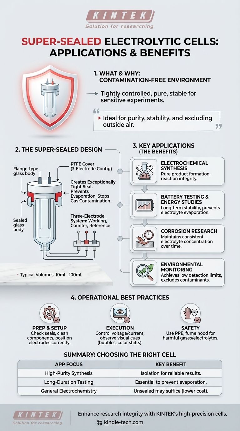 ما هي التطبيقات الشائعة للخلية الإلكتروليتية فائقة الإغلاق؟ ضمان النقاء لأبحاث الكيمياء الكهربائية الحساسة دليل مرئي