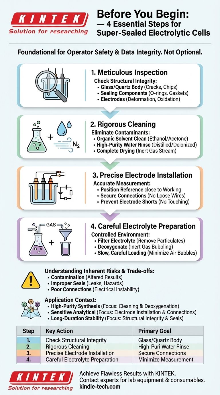 Quelles sont les étapes requises avant d'utiliser une cellule électrolytique super-étanche ? Assurer la sécurité et l'intégrité des données Guide Visuel