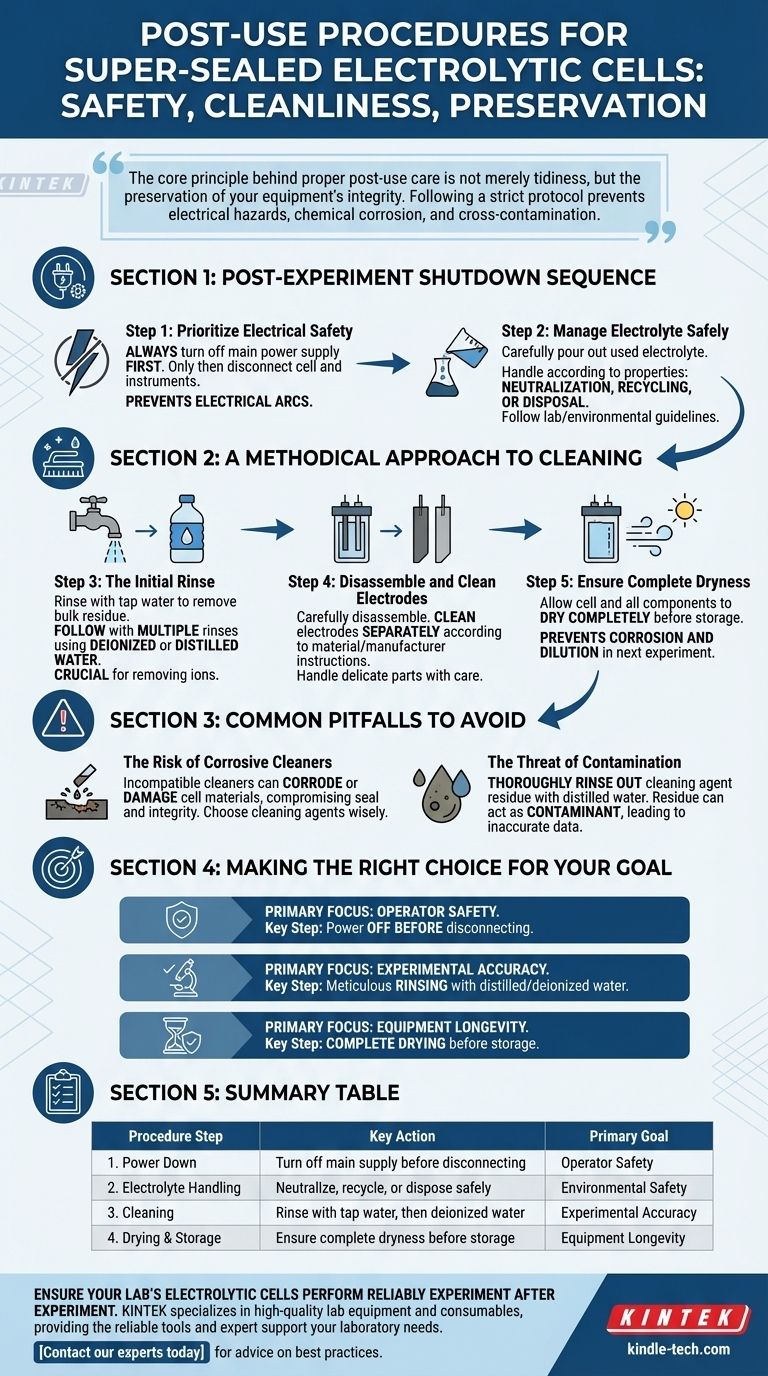 ما هي الإجراءات الصحيحة بعد الاستخدام لخلية تحليل كهربائي محكمة الإغلاق؟ دليل للسلامة وطول العمر دليل مرئي