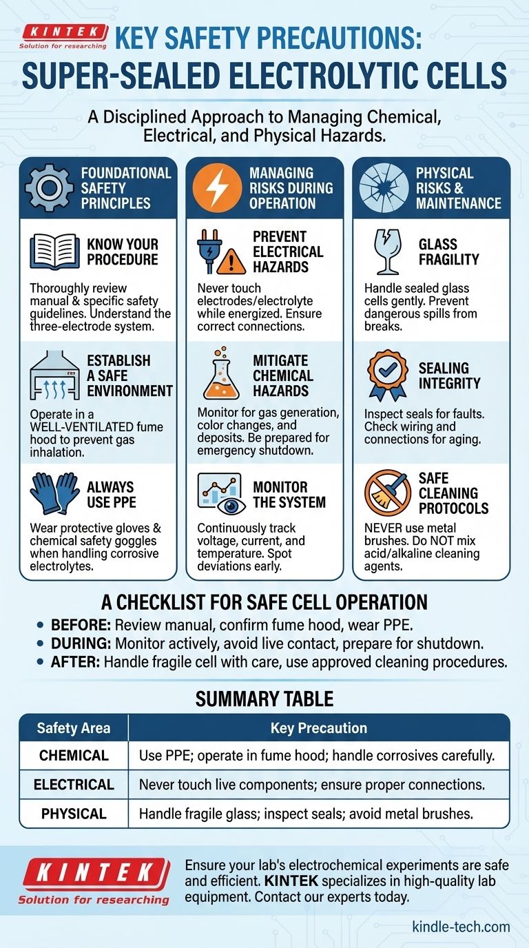 ما هي احتياطات السلامة الرئيسية لتشغيل خلية تحليل كهربائي محكمة الإغلاق؟ البروتوكولات الأساسية لسلامة المختبر دليل مرئي