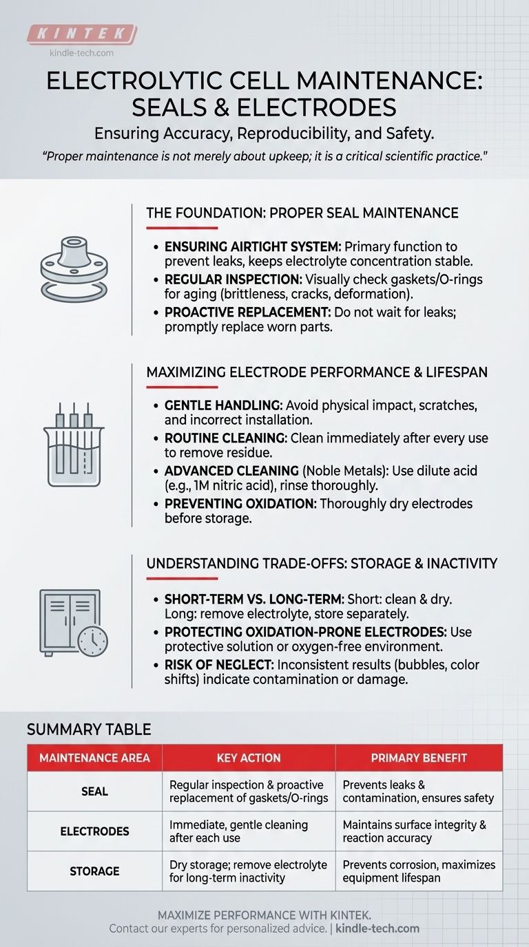 كيف يجب صيانة ختم وقطب الخلية الإلكتروليتية؟ ضمان الدقة وطول العمر في مختبرك دليل مرئي