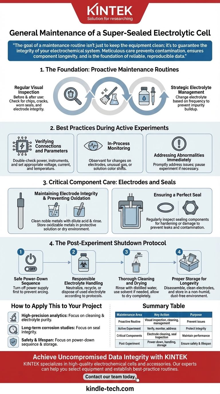 What are the general maintenance and care procedures for a super-sealed electrolytic cell? Ensure Reliable Electrochemical Data Visual Guide