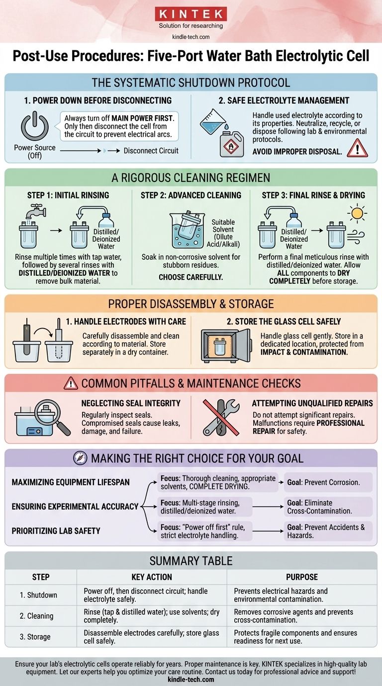 5구 수조 전해조의 사용 후 절차는 무엇입니까? 안전 및 수명 보장 시각적 가이드