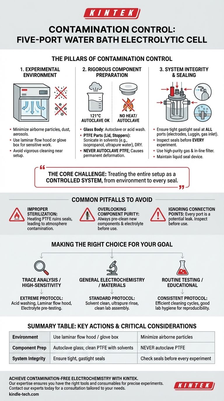 Comment éviter la contamination lors des expériences avec la cellule électrolytique à bain-marie à cinq orifices ? Maîtrisez le Protocole des 3 Piliers Guide Visuel