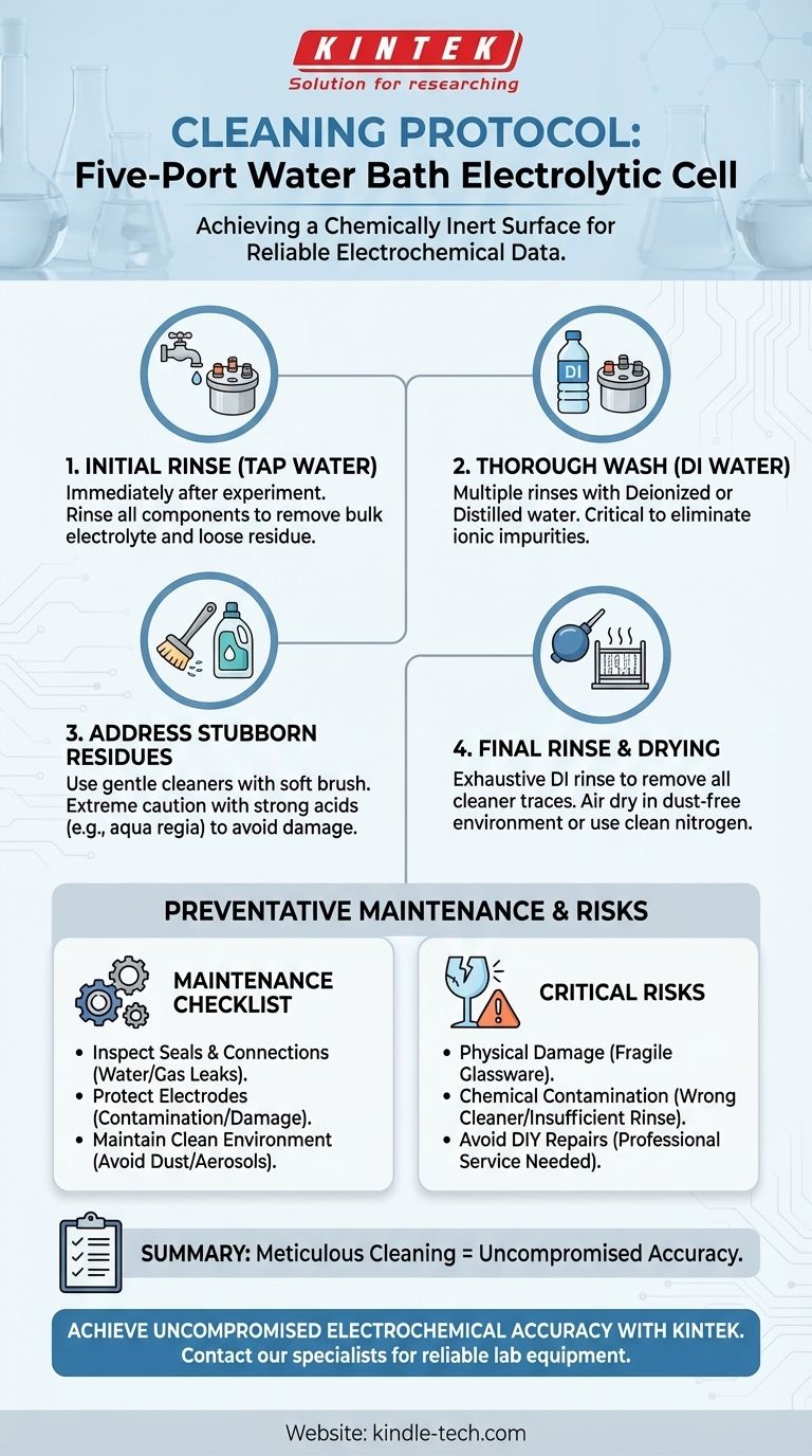 Comment nettoyer une cellule électrolytique à bain-marie à cinq orifices pour l'entretien ? Un guide étape par étape pour des résultats fiables Guide Visuel