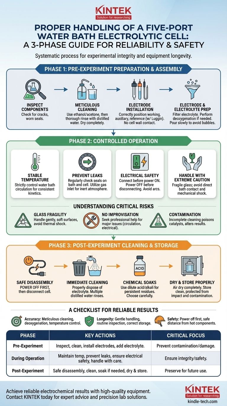 如何正确操作五口水浴电解池？确保电化学实验的准确性和安全性 图解指南
