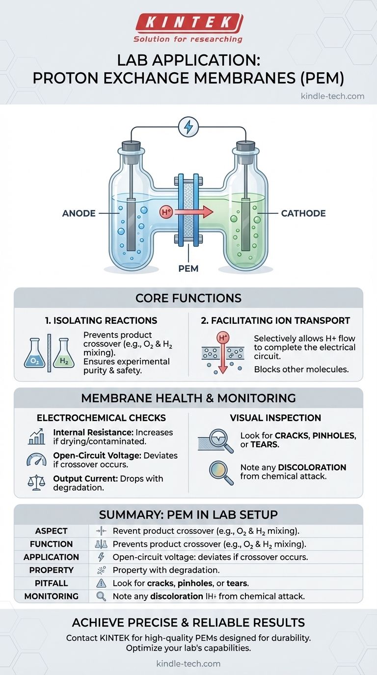 ما هو التطبيق الشائع لأغشية تبادل البروتون في الإعدادات المختبرية؟ ضمان التحليل الكهروكيميائي الدقيق دليل مرئي