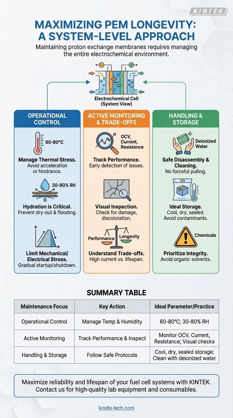 What system-level maintenance is important for a proton exchange membrane? Ensure Longevity with Proactive System Care Visual Guide
