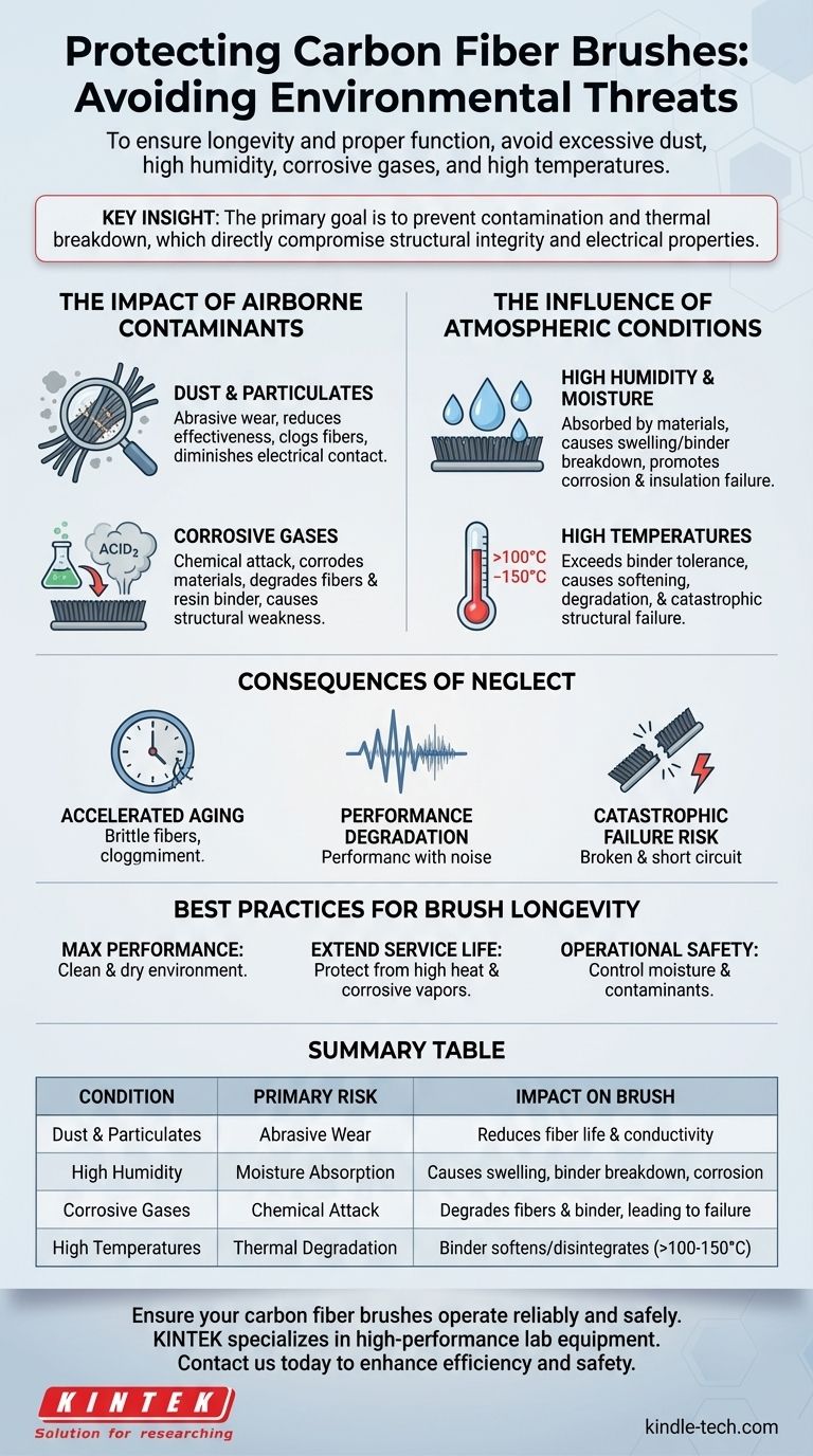 Каких условий окружающей среды следует избегать при эксплуатации или хранении угольноволоконной щетки? Защитите свои инвестиции от повреждений Визуальное руководство
