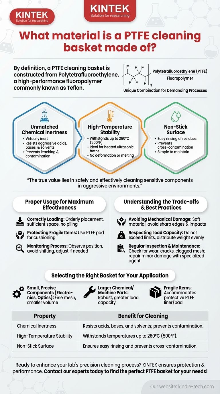 What material is a PTFE cleaning basket made of? Unlocking Superior Chemical and Thermal Resistance Visual Guide