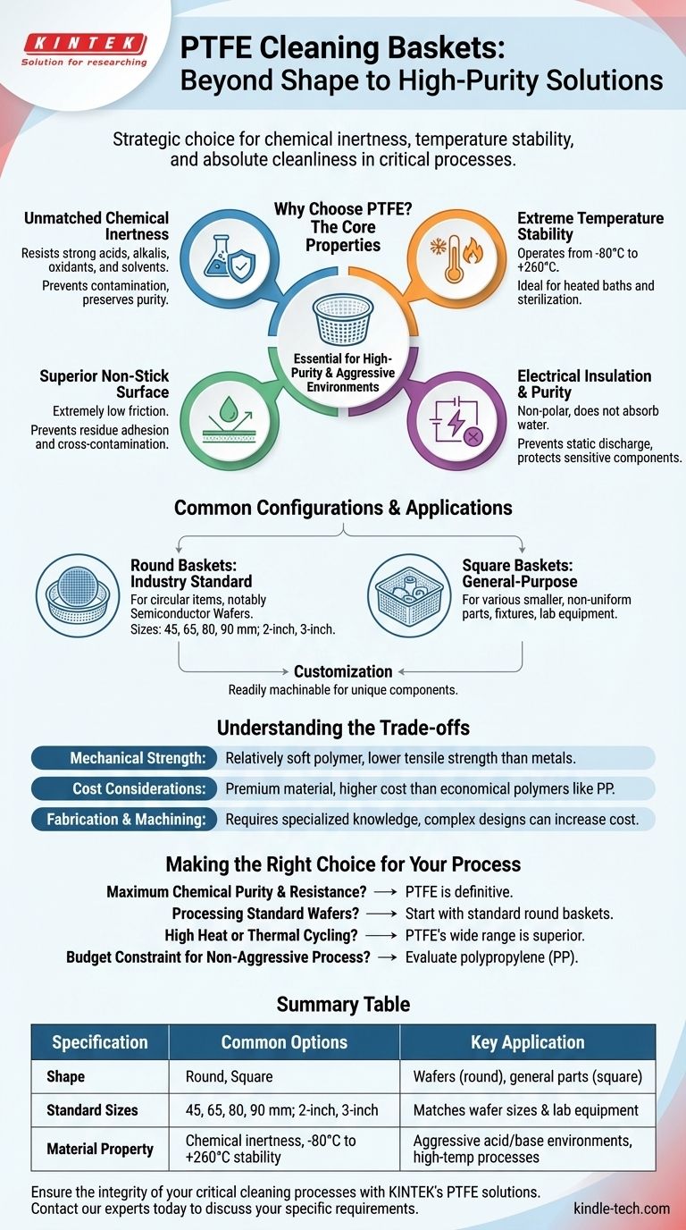 Quelles sont les spécifications et les formes courantes des paniers de nettoyage en PTFE ? Maximiser la pureté chimique et l'intégrité du processus Guide Visuel