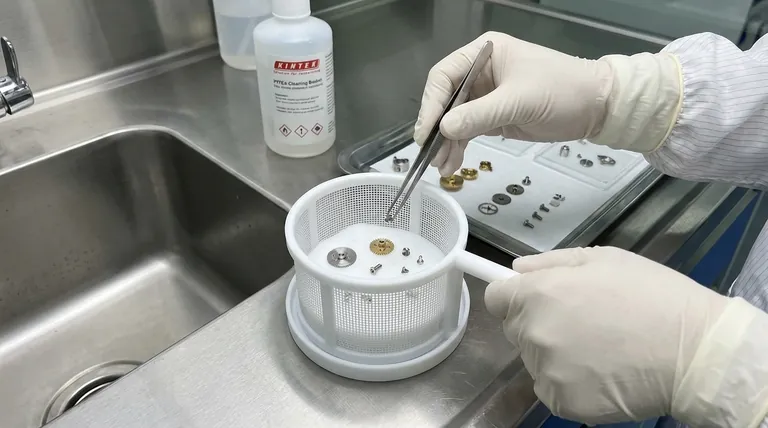 What precautions should be taken regarding the physical handling and loading of a PTFE cleaning basket? Prevent Damage and Ensure Process Integrity