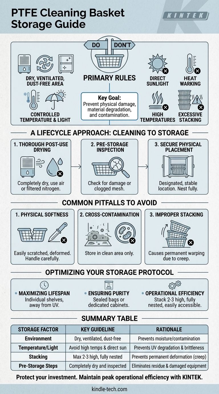 Comment ranger un panier de nettoyage en PTFE lorsqu'il n'est pas utilisé ? Maximiser la durée de vie et prévenir la contamination Guide Visuel