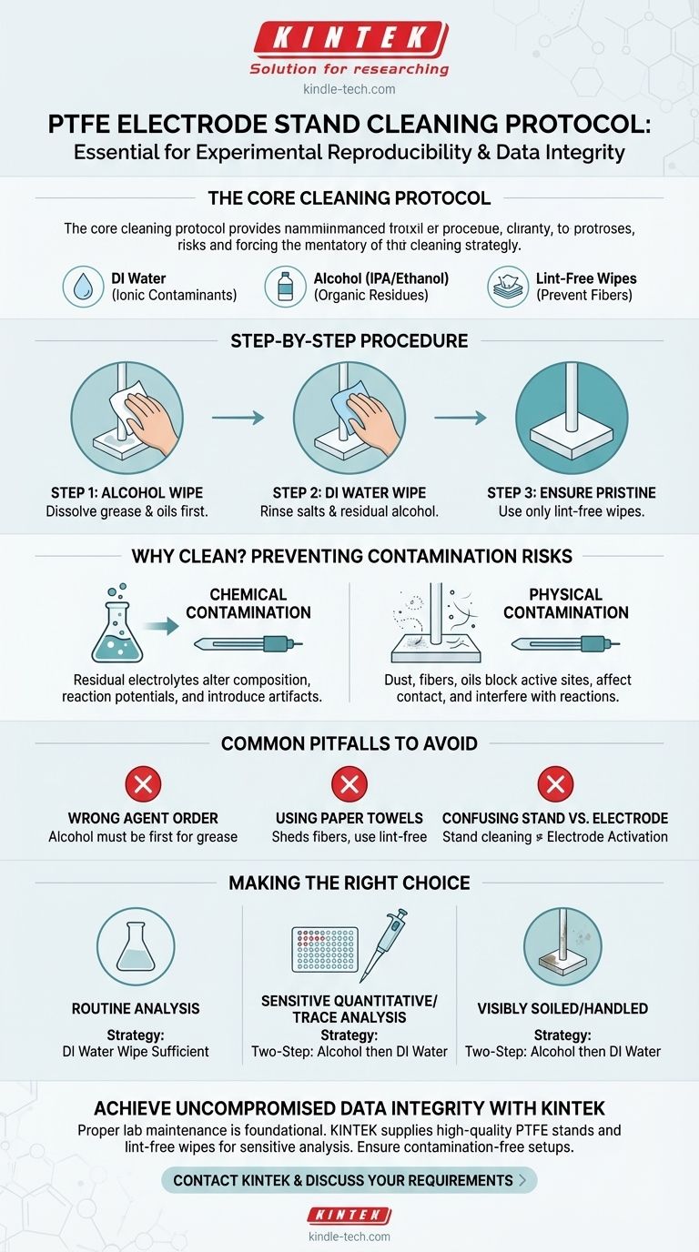 실험 전 PTFE 전극 스탠드에 필요한 세척 절차는 무엇입니까? 정확한 전기화학적 결과를 보장하십시오 시각적 가이드