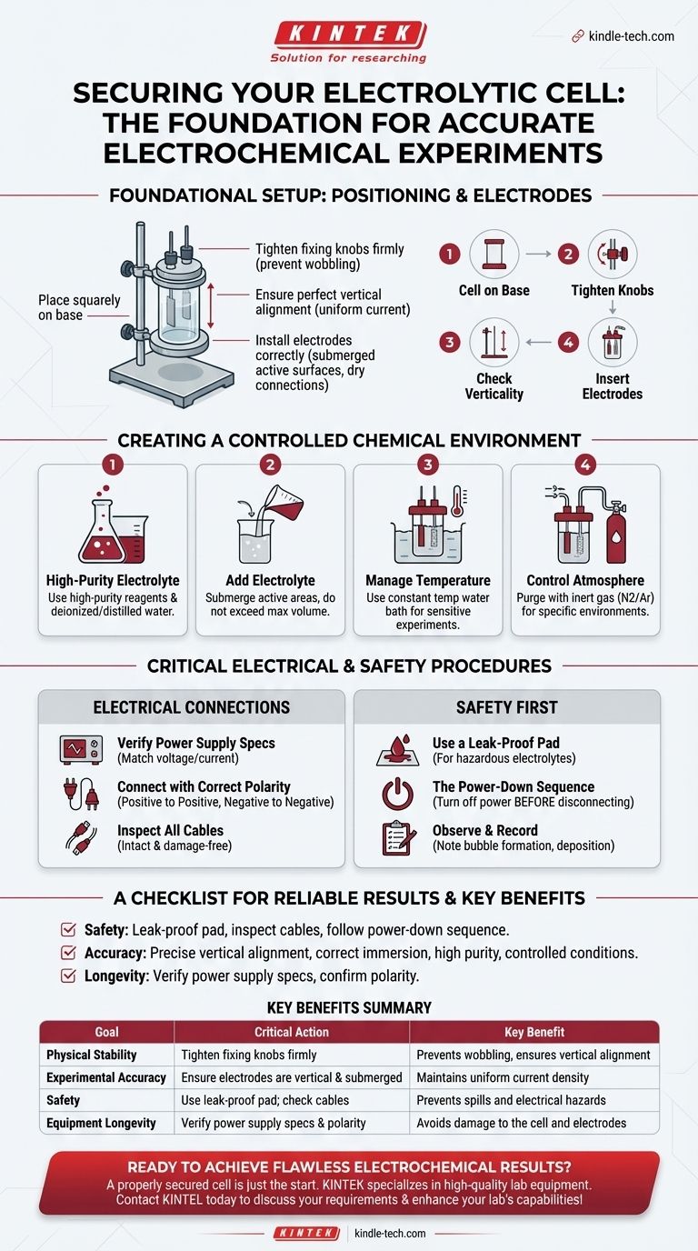كيف يجب تثبيت الخلية الإلكتروليتية على الحامل أثناء التجربة؟ دليل خطوة بخطوة للاستقرار دليل مرئي