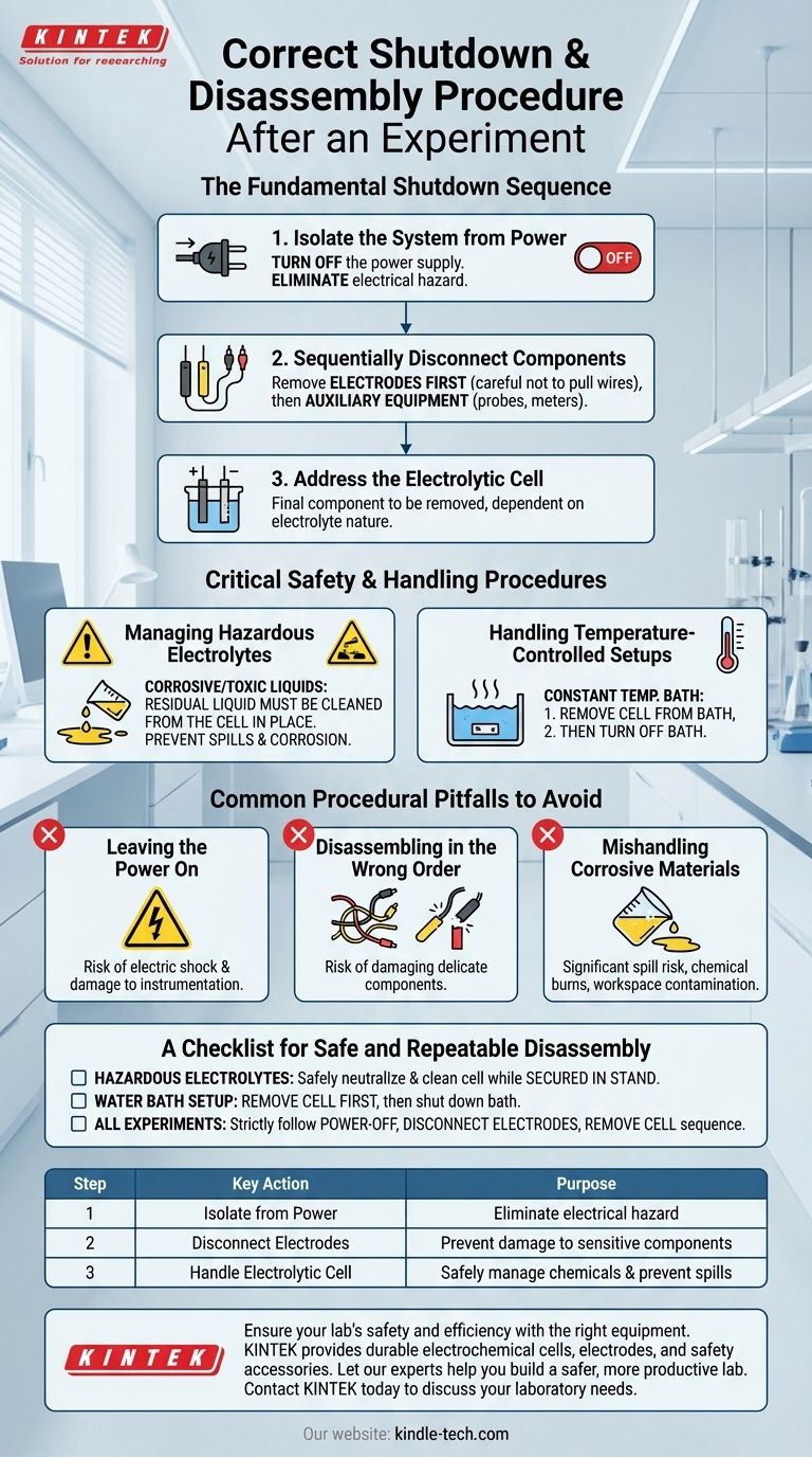 Wie lautet die korrekte Abschalt- und Demontageprozedur nach einem Experiment? Sorgen Sie für Sicherheit und schützen Sie Ihre Ausrüstung Visuelle Anleitung