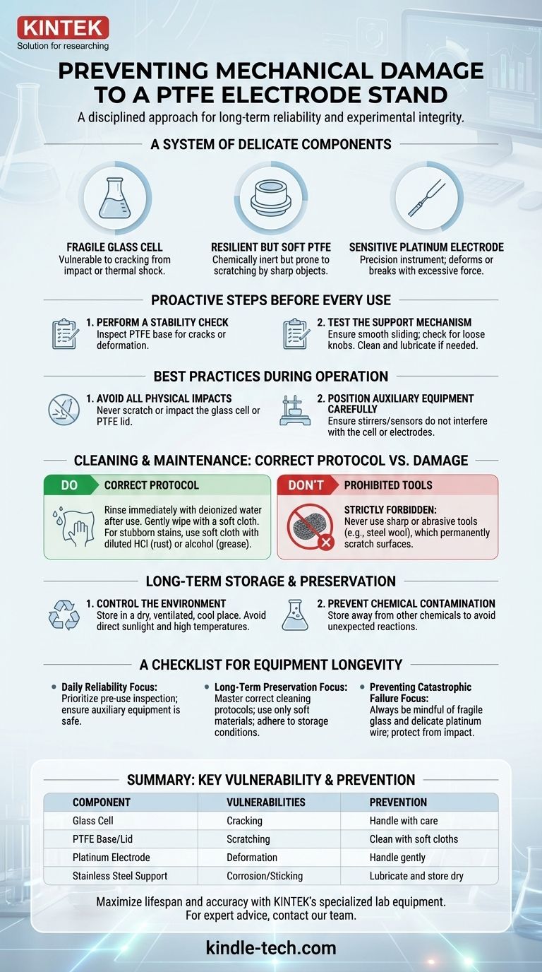 PTFE 전극 스탠드 및 그 구성 요소의 기계적 손상을 어떻게 방지할 수 있습니까? 장기적인 실험실 신뢰성 보장 시각적 가이드