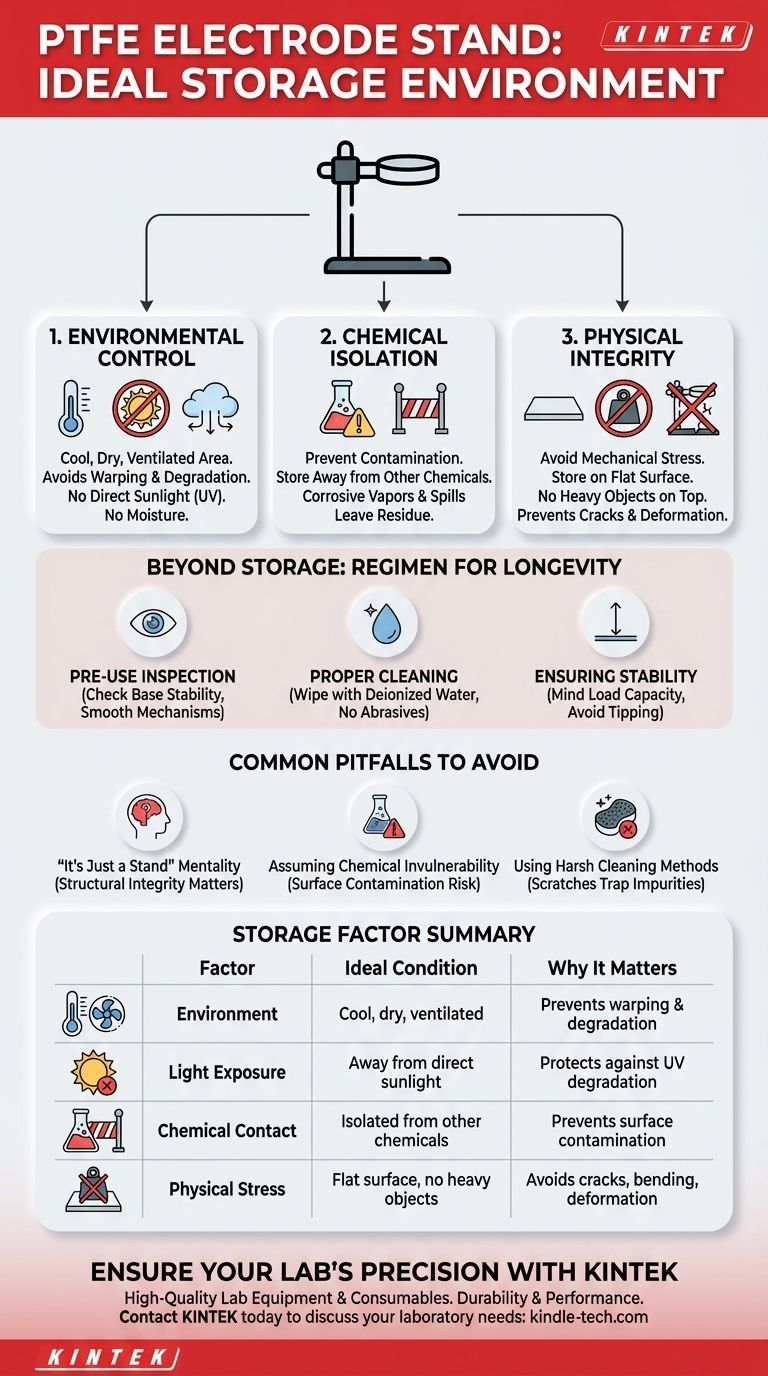 Quel est l'environnement de stockage idéal pour le support d'électrode en PTFE ? Protégez la précision de votre laboratoire Guide Visuel