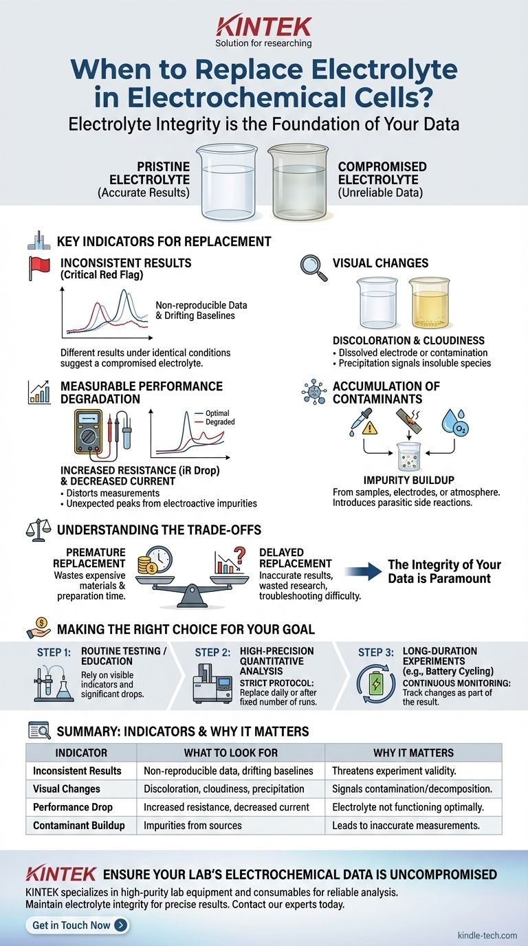 Quand est-il nécessaire de remplacer l'électrolyte dans la cellule ? Assurez des résultats précis et reproductibles Guide Visuel
