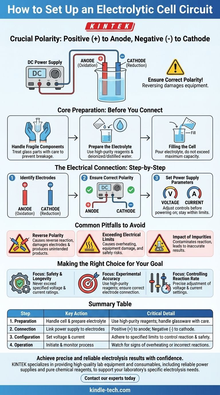 How should the electrical circuit for the electrolytic cell be set up? A Step-by-Step Guide to Safe & Accurate Electrolysis Visual Guide