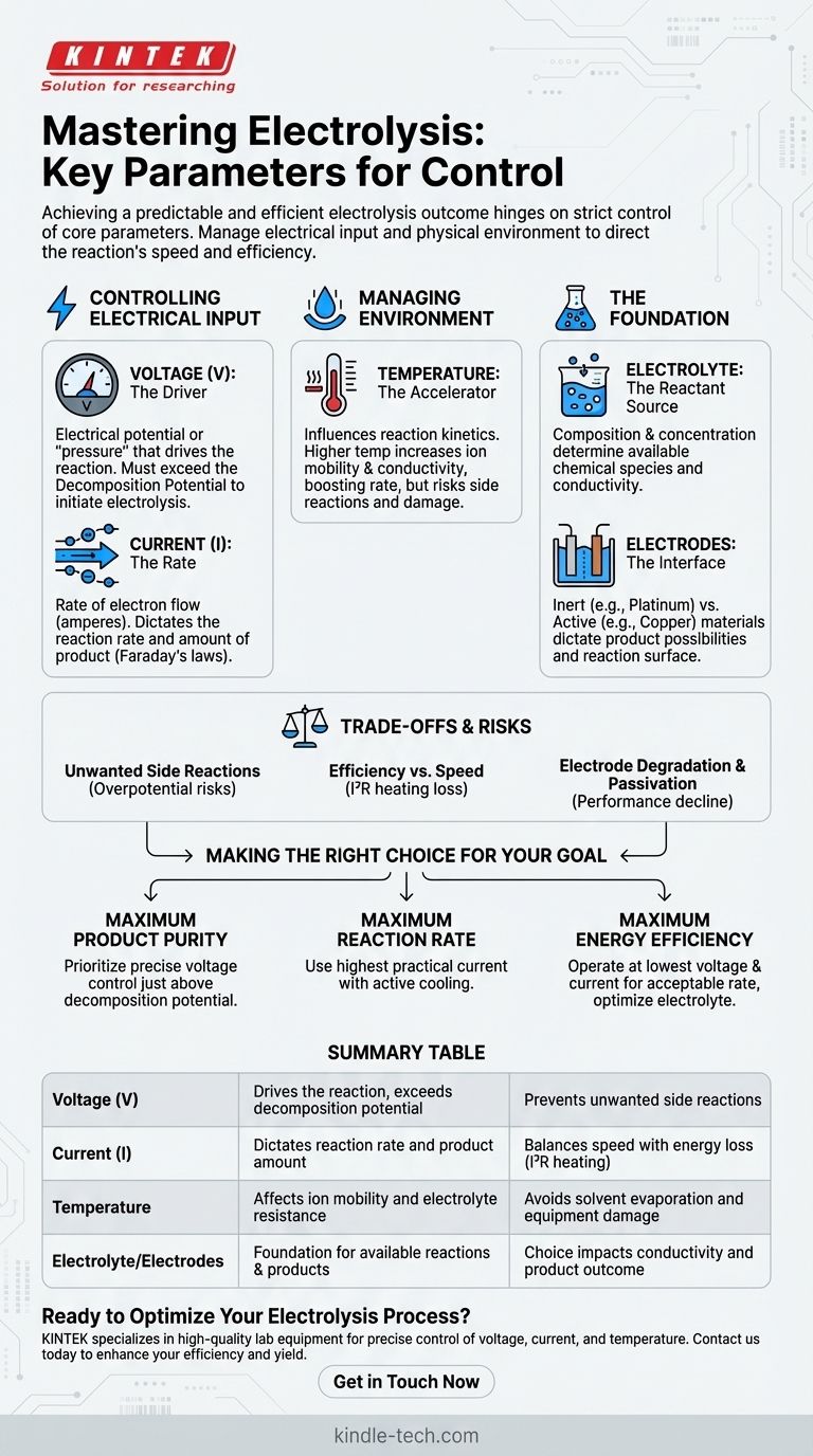 Welche Parameter müssen während des Elektrolyseprozesses streng kontrolliert werden? Präzision und Effizienz gewährleisten Visuelle Anleitung