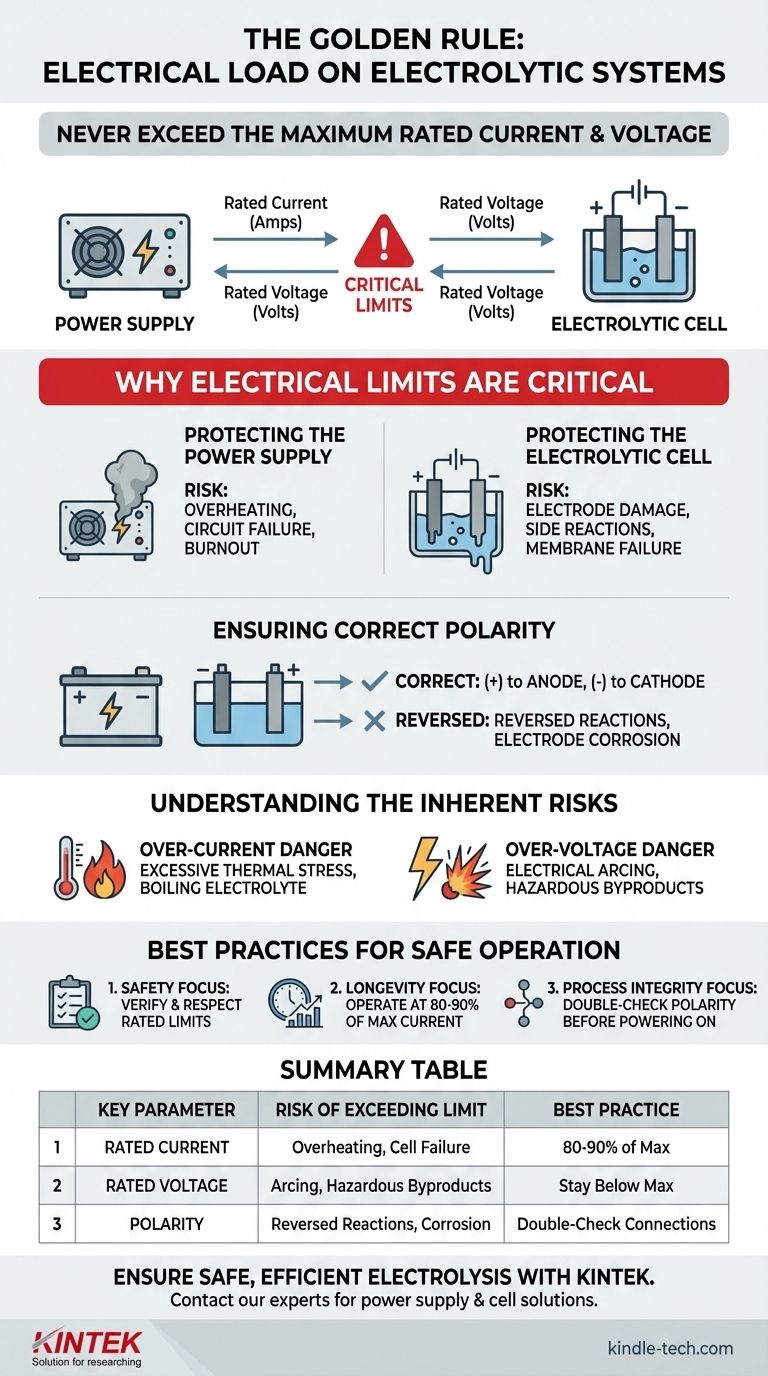 Qual é a regra relativa à carga elétrica na célula eletrolítica e na sua fonte de alimentação? Diretrizes Essenciais de Segurança e Desempenho Guia Visual