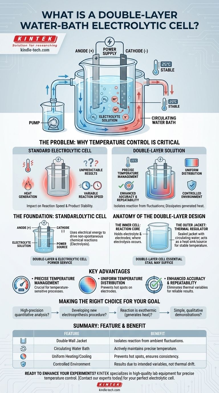 Qu'est-ce qu'une cellule électrolytique à double enveloppe à bain-marie ? Obtenez un contrôle précis de la température pour votre électrolyse Guide Visuel
