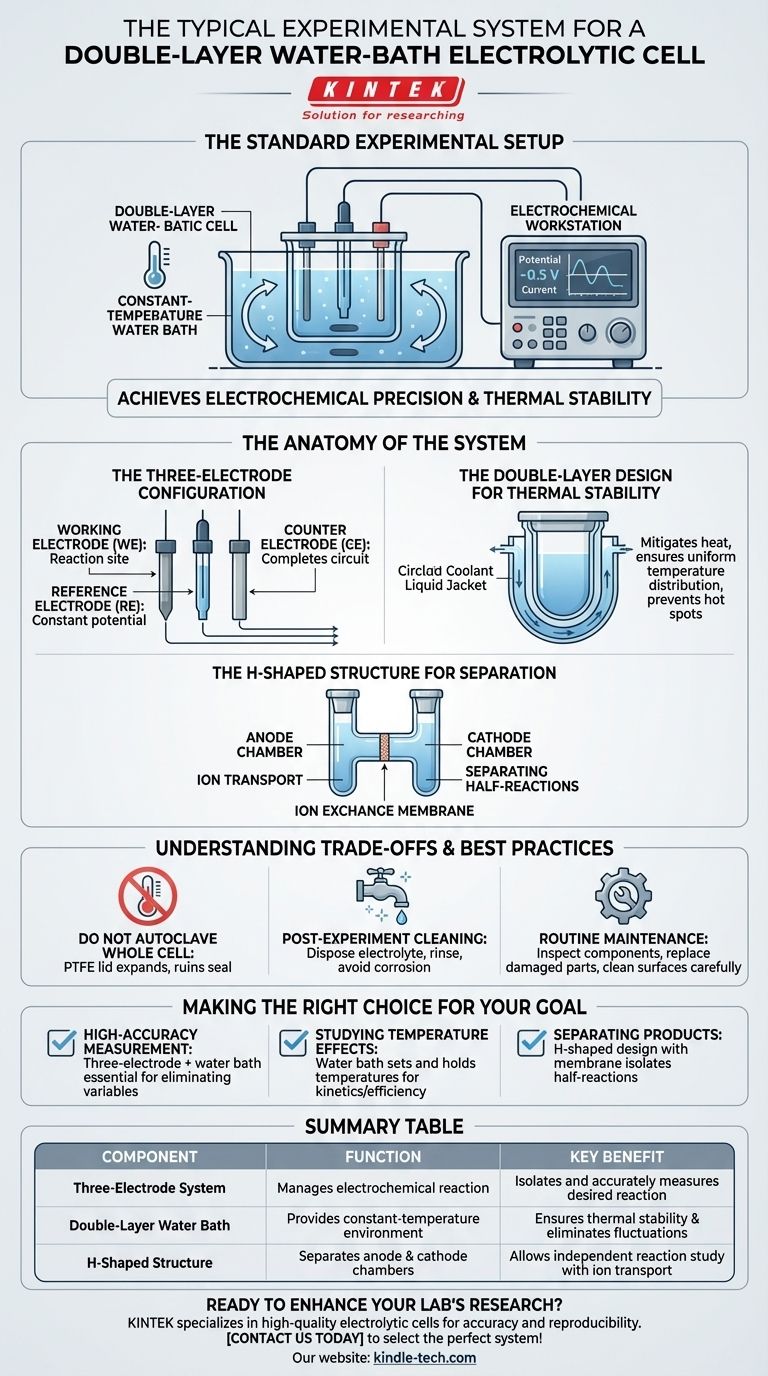 Какая типичная экспериментальная система используется с двухслойной электролитической ячейкой с водяной баней? Достижение точного электрохимического контроля Визуальное руководство