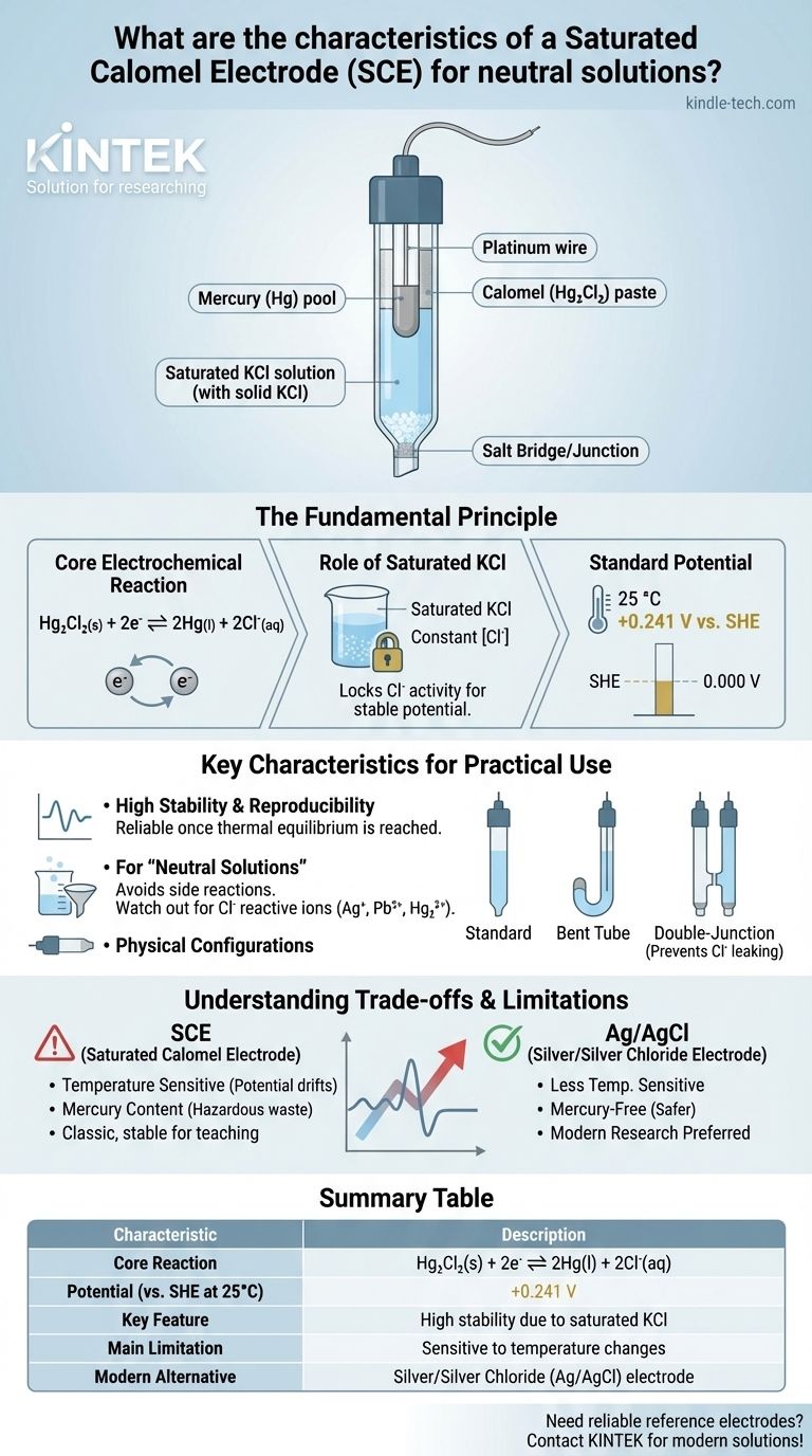 Quelles sont les caractéristiques d'une électrode au calomel saturée pour les solutions neutres ? Comprendre sa stabilité et ses limites. Guide Visuel