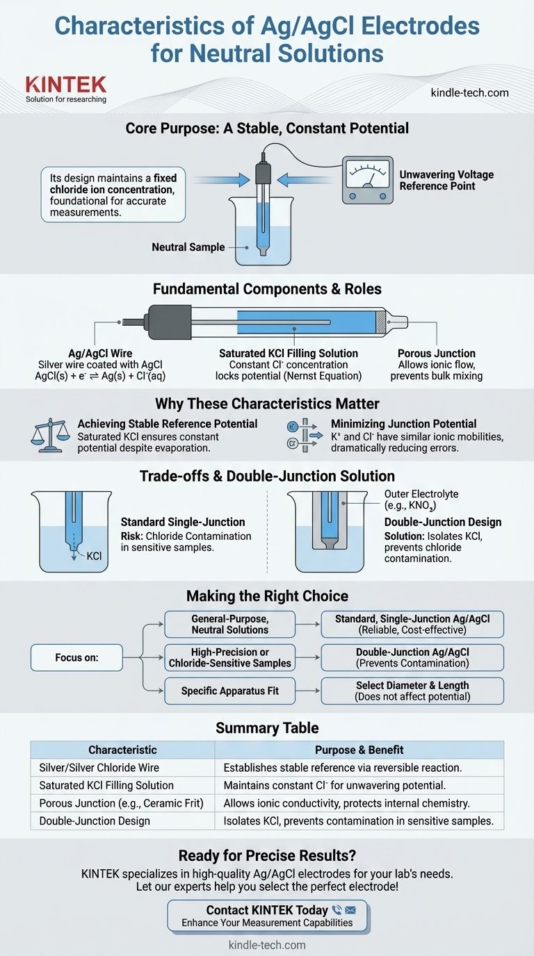 What are the characteristics of a silver/silver chloride electrode for neutral solutions? Achieve Stable & Accurate Measurements Visual Guide
