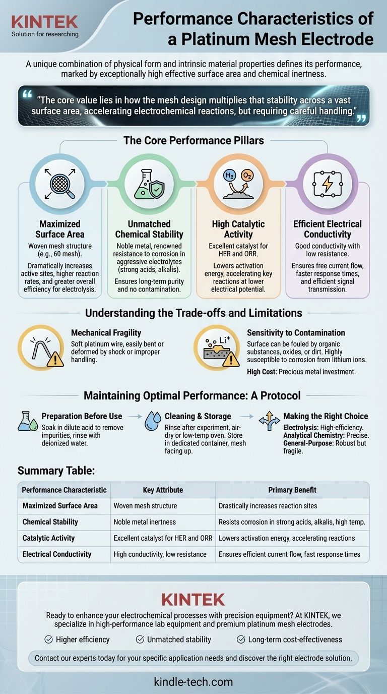 Quais são as características de desempenho de um eletrodo de malha de platina? Maximizando a Eficiência Eletroquímica Guia Visual