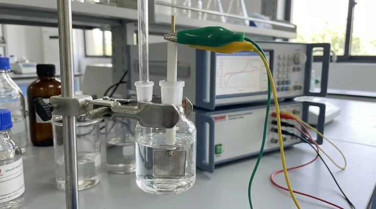 What is the correct procedure for installing and connecting a graphite electrode during an experiment? Ensure Accurate Electrochemical Results