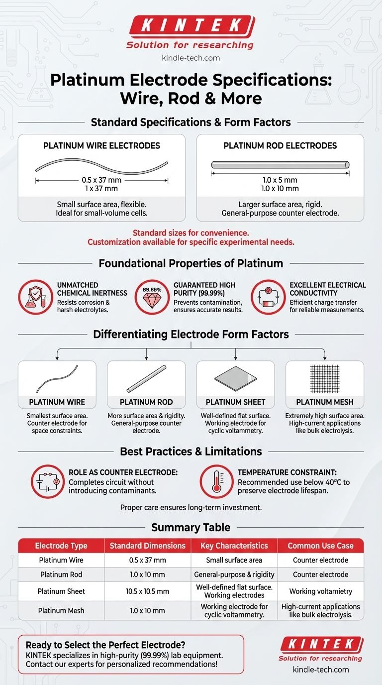 白金ワイヤー電極とロッド電極の標準仕様は何ですか？実験に適したフォームファクターを選択する ビジュアルガイド